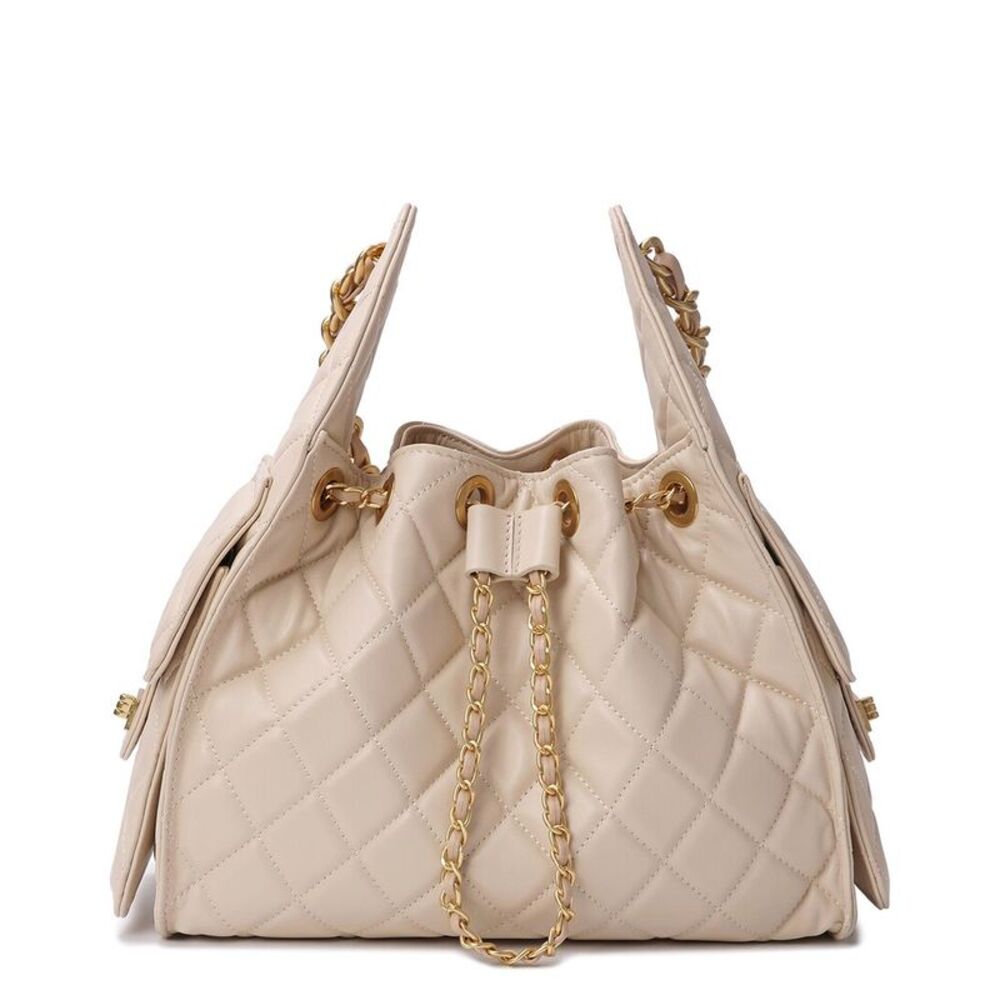 Tiffany & Fred Paris Quilted Leather Shoulder Bag, Beige